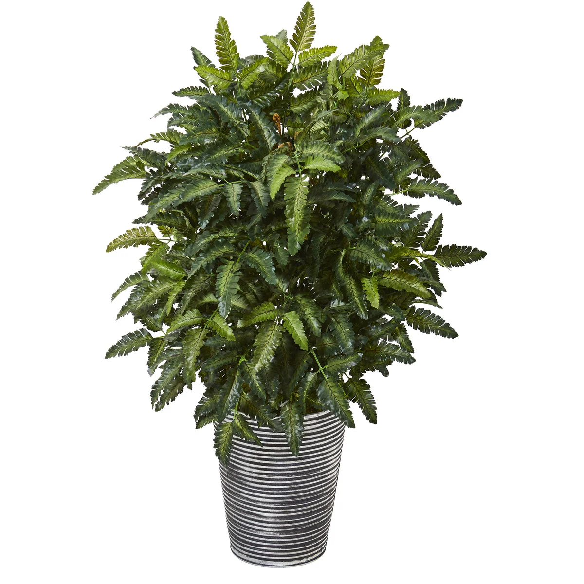 Nearly Natural P1141 32" Artificial Green Bracken Fern Plant in Decorative Tin Planter