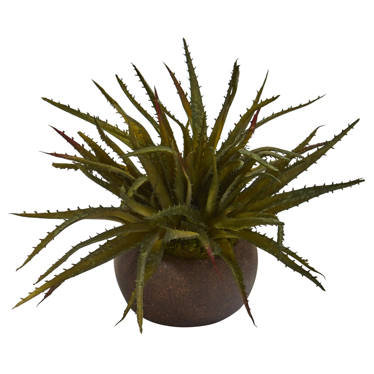 Nearly Natural P1164 13" Artificial Green Aloe Succulent Plant in Stone Planter