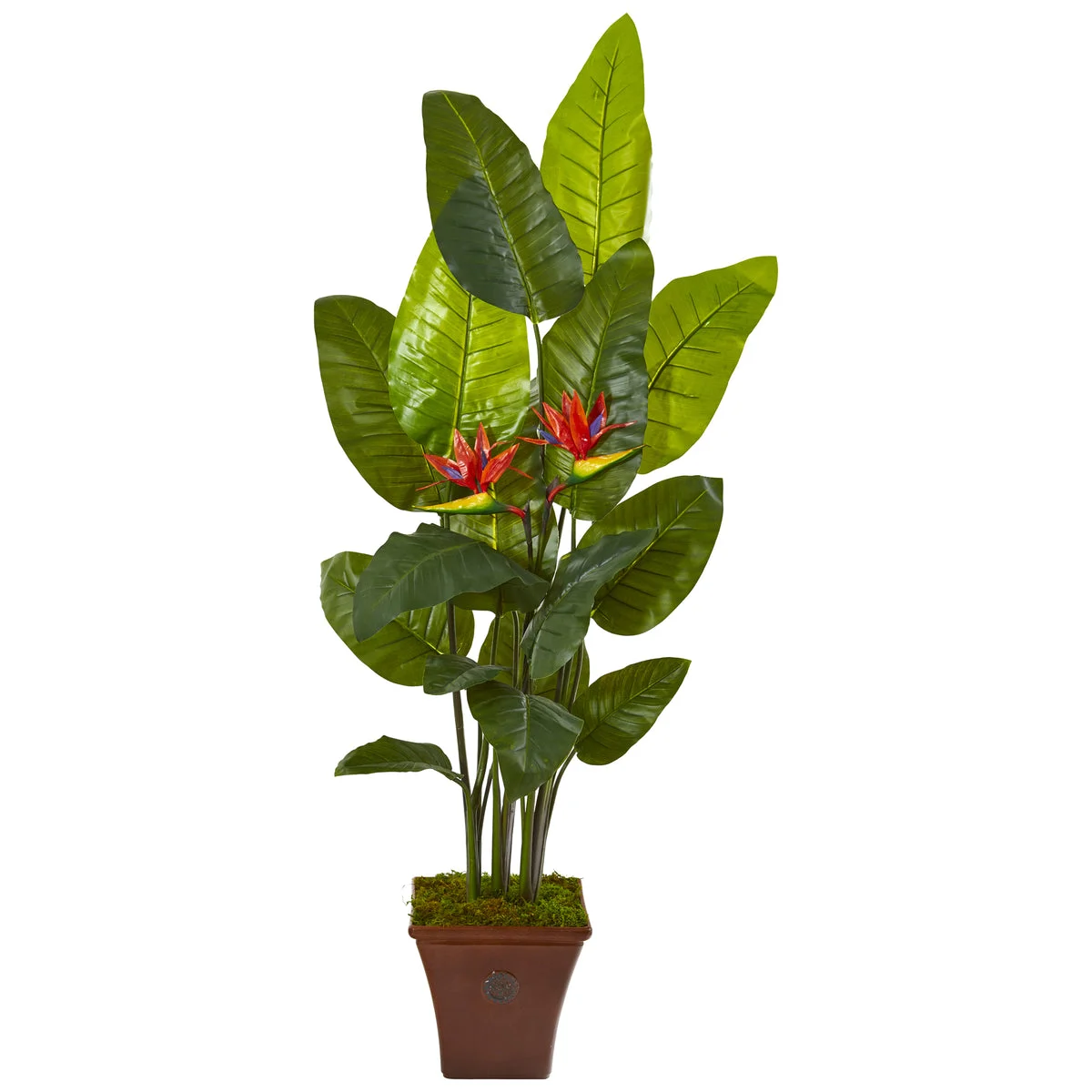 Nearly Natural 9742 72" Artificial Green Real Touch Bird of Paradise Plant in Brown Planter