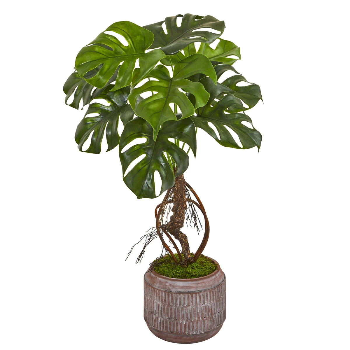 Nearly Natural P1005 26" Artificial Green Monstera Plant in Stoneware Planter