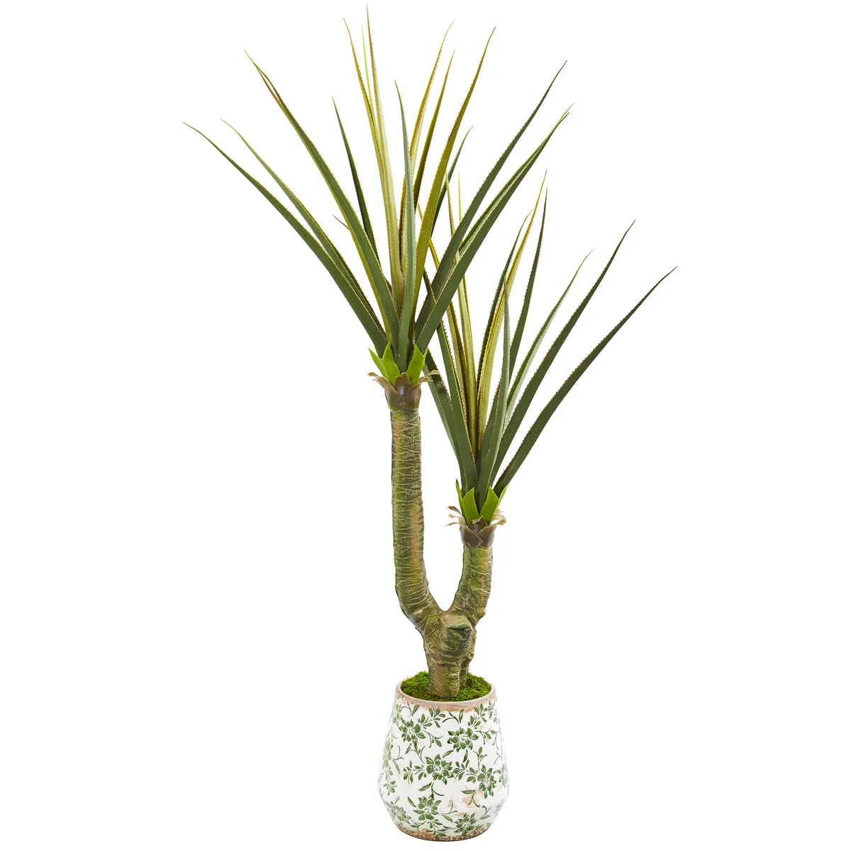 Nearly Natural 9632 69" Artificial Green Yucca Plant in Decorative Planter