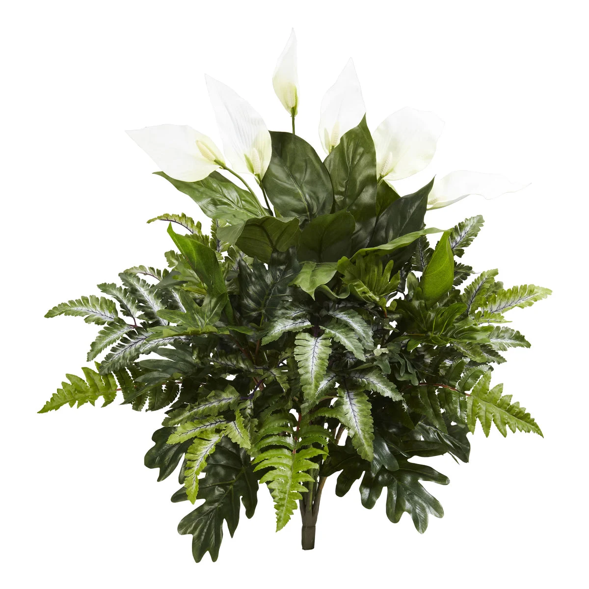 Nearly Natural 6073-S2 27" Artificial Green Mixed Spathifyllum Plant, Set of 2