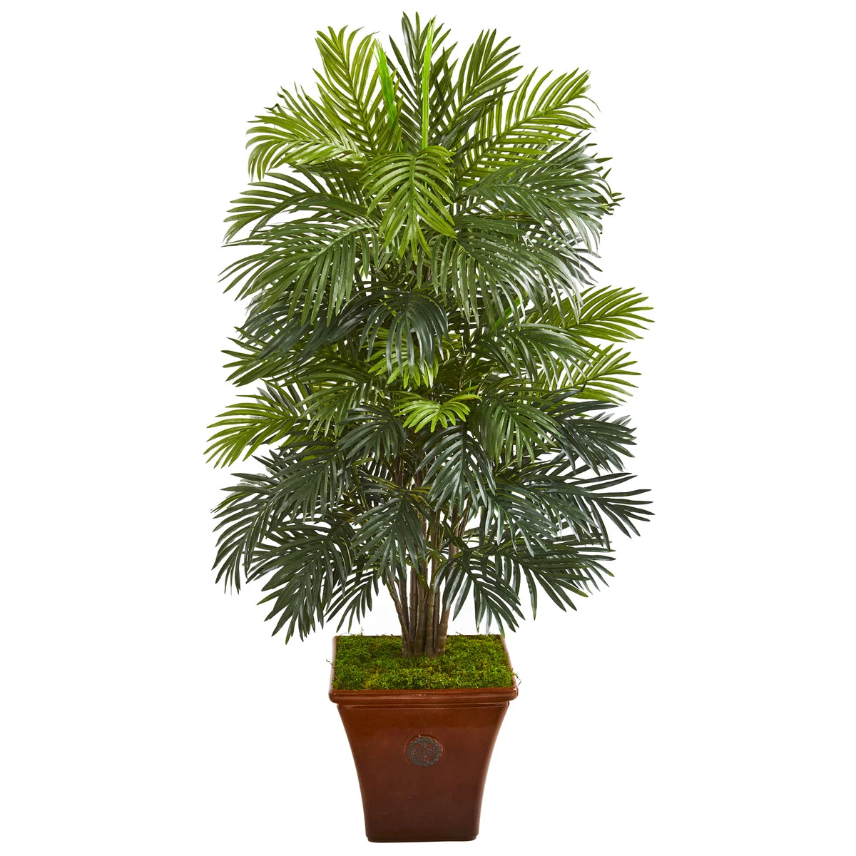 Nearly Natural P1040 56" Artificial Green Areca Palm Plant in Brown Planter