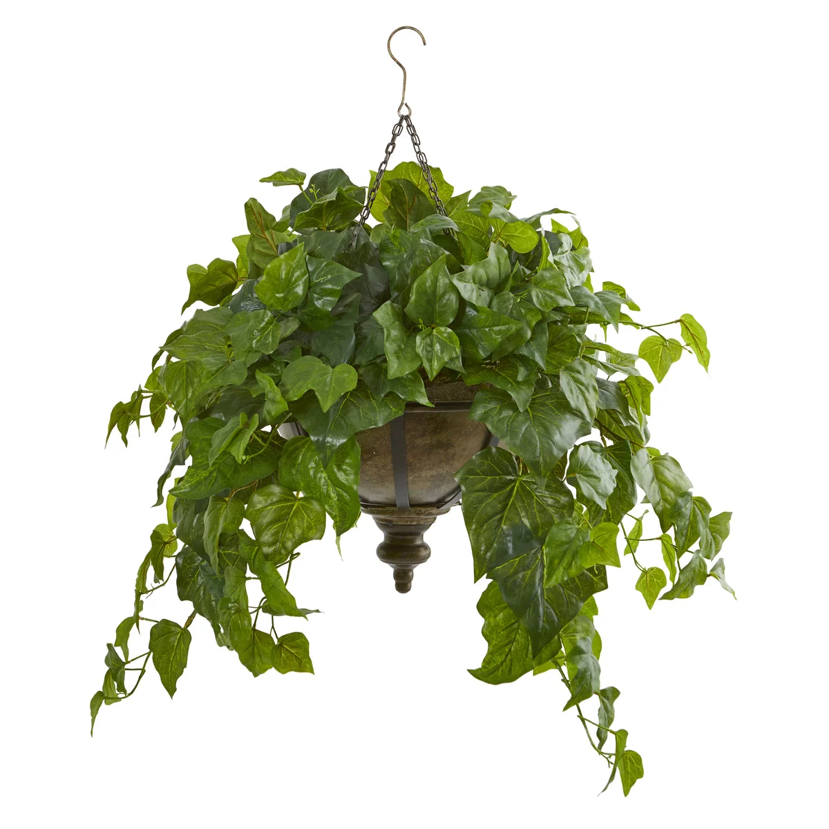 Nearly Natural 8618 34" Artificial Green Real Touch London Ivy Plant in Hanging Bowl