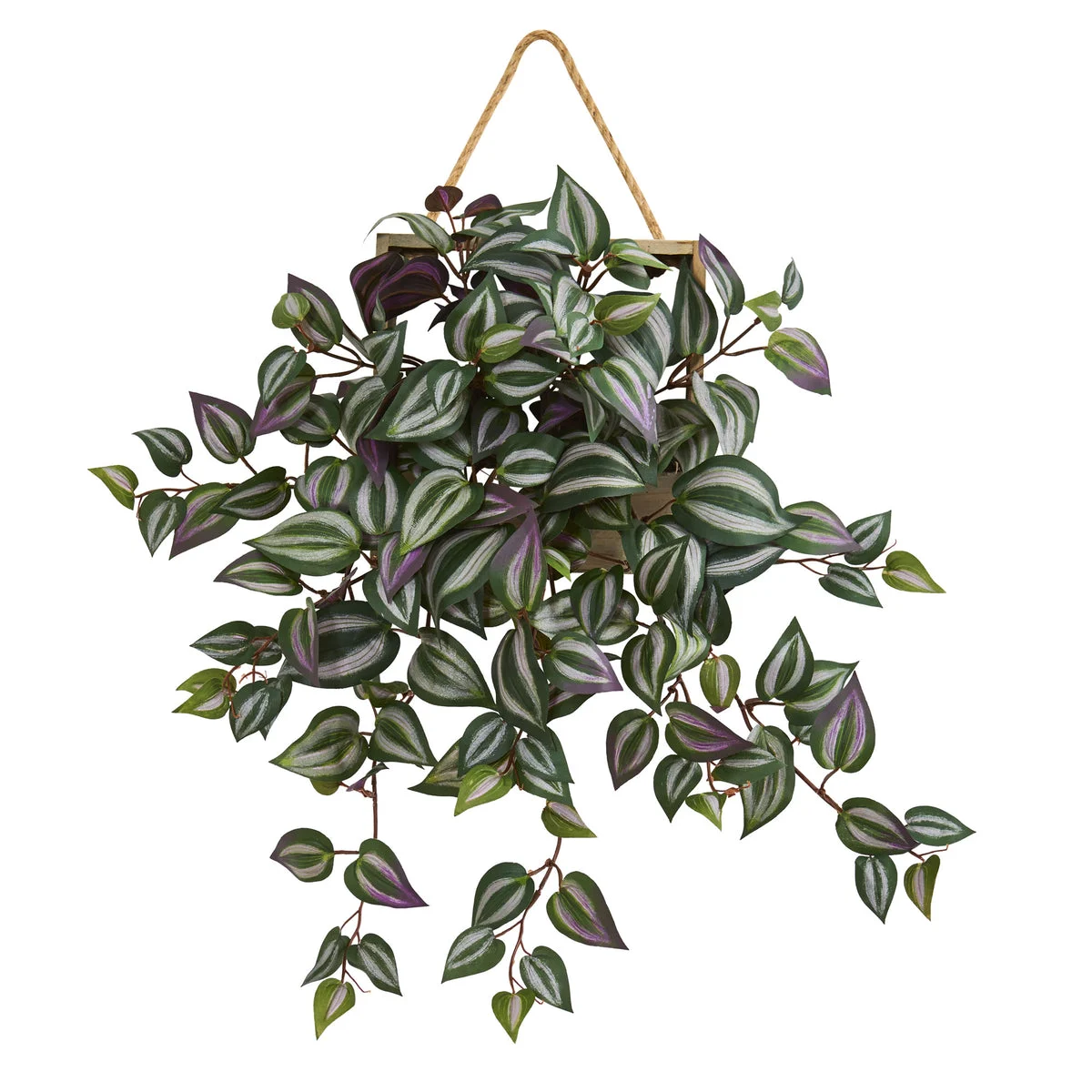 Nearly Natural 8372 20" Artificial Green Wandering Jew Plant in Decorative Hanging Frame