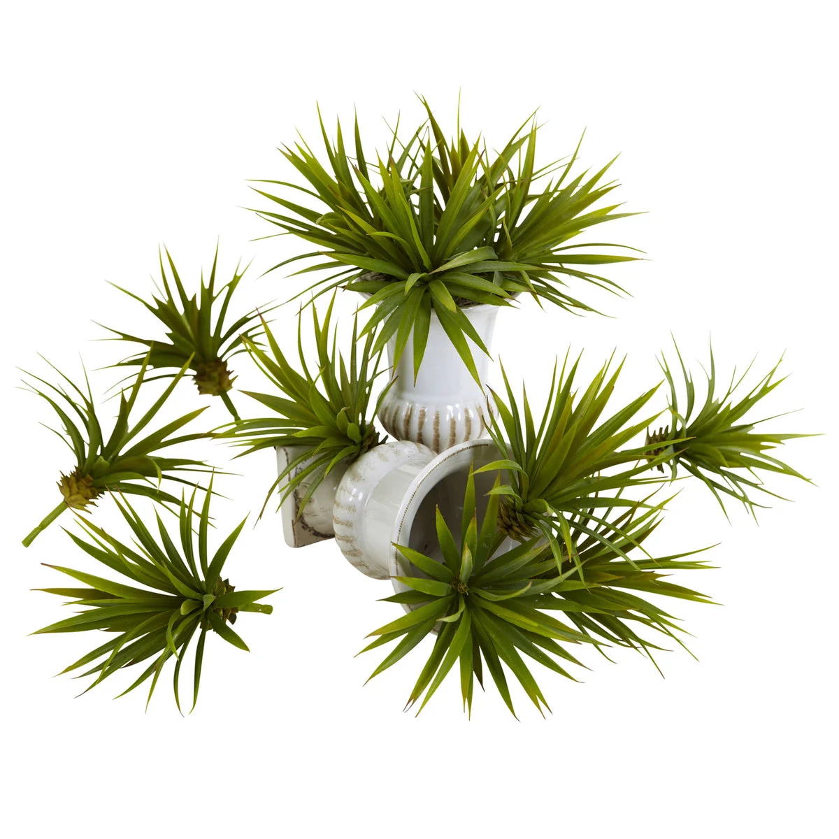 Nearly Natural 6111-S12 6" Artificial Green Mini Spiky Agave Succulent Plant, Set of 12