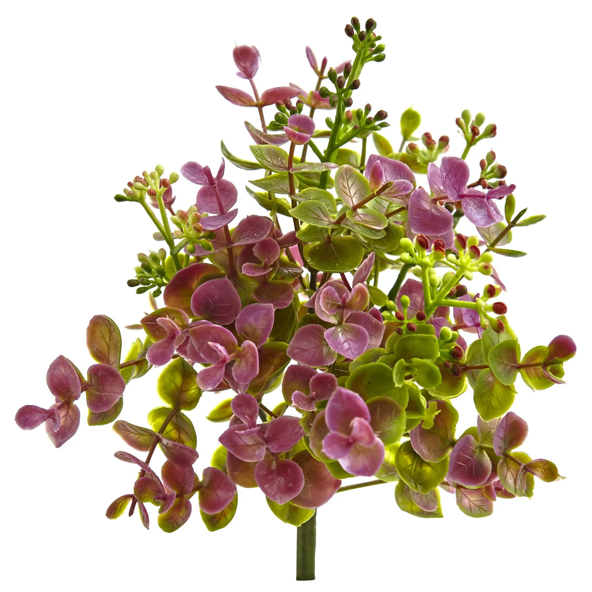 Nearly Natural 6155-S12 8" Artificial Green & Pink Eucalyptus & Sedum Plant, Set of 12