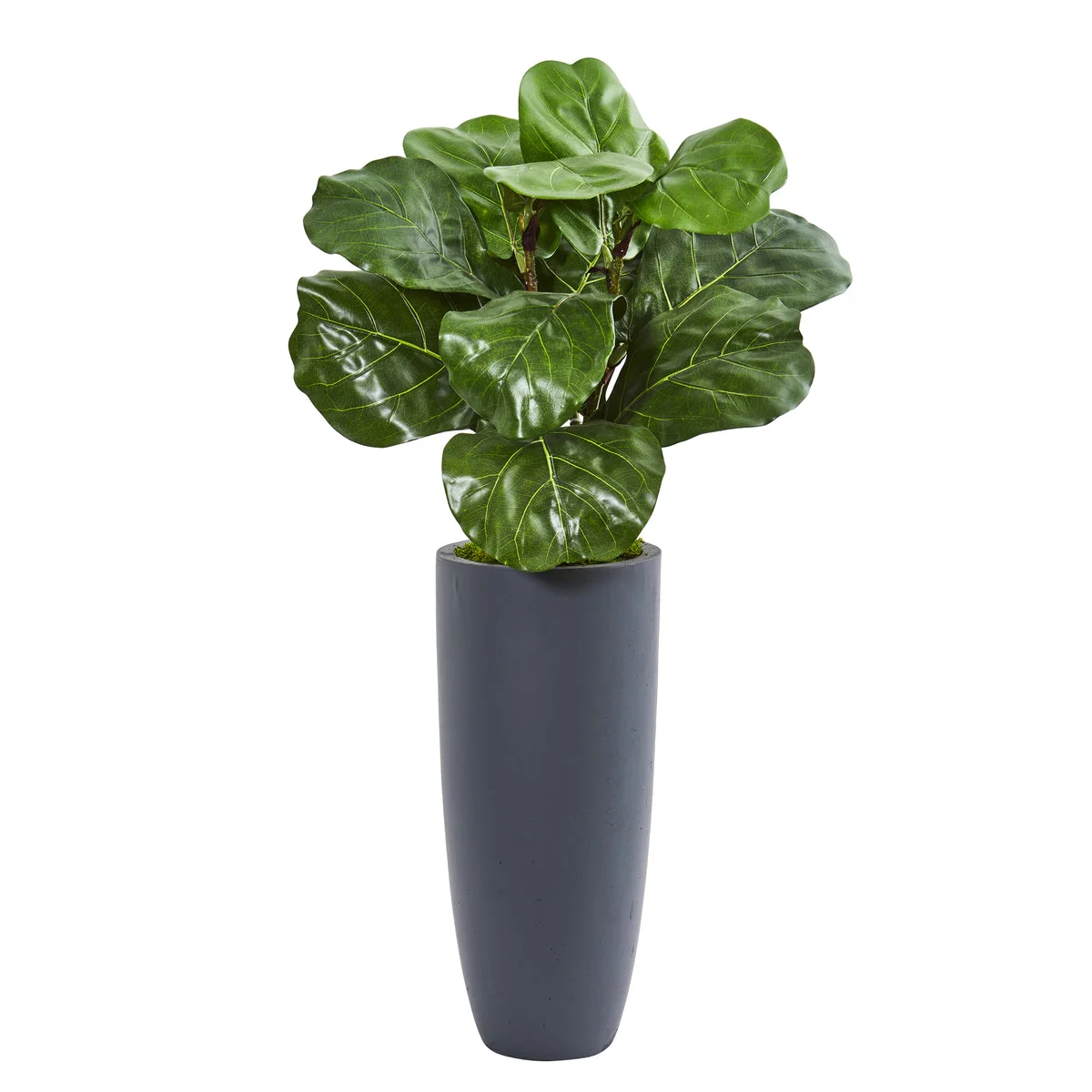 Nearly Natural 8709 36" Artificial Green Fiddle Leaf Plant in Gray Planter