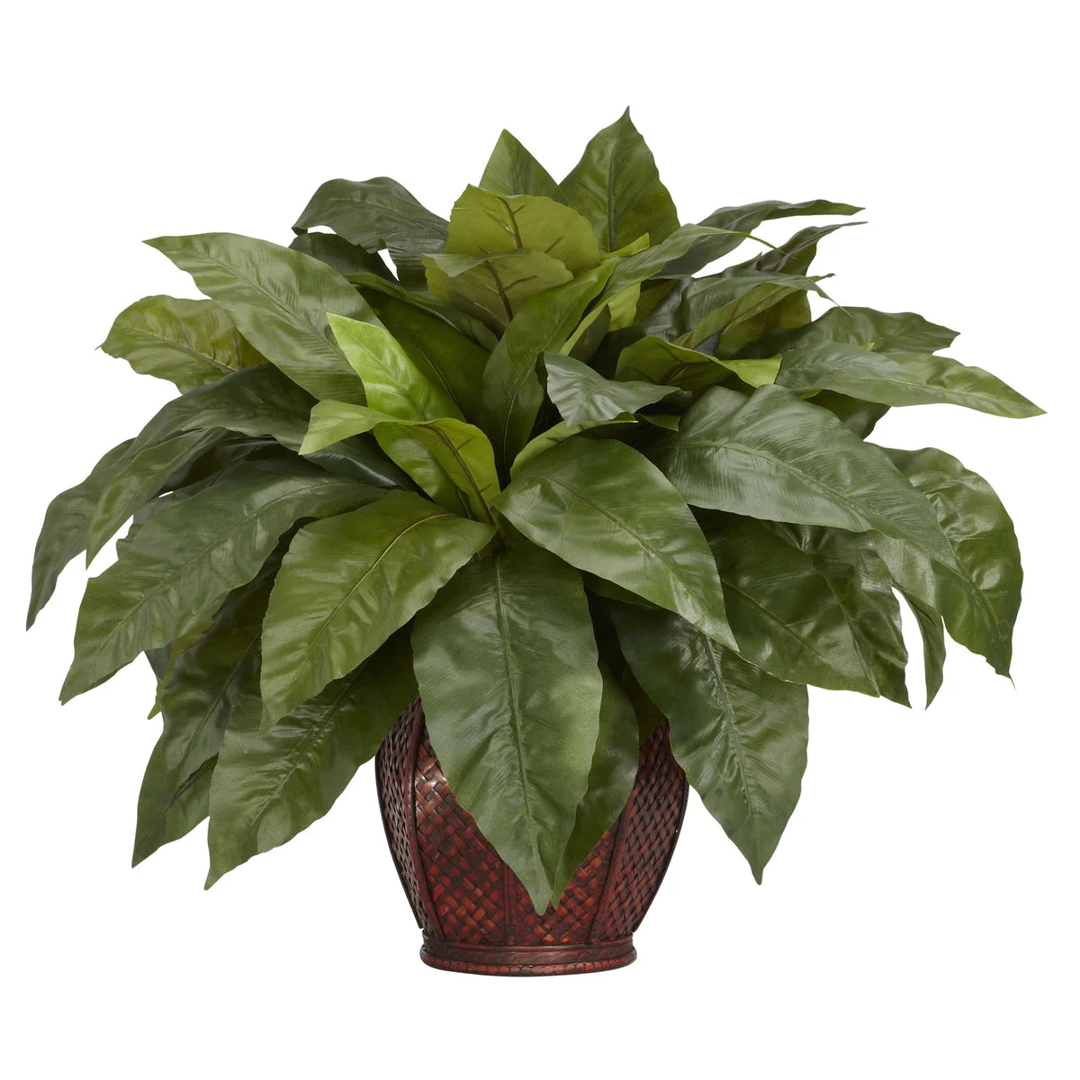 Nearly Natural Birdsnest Fern w/Decorative Vase Silk Plant