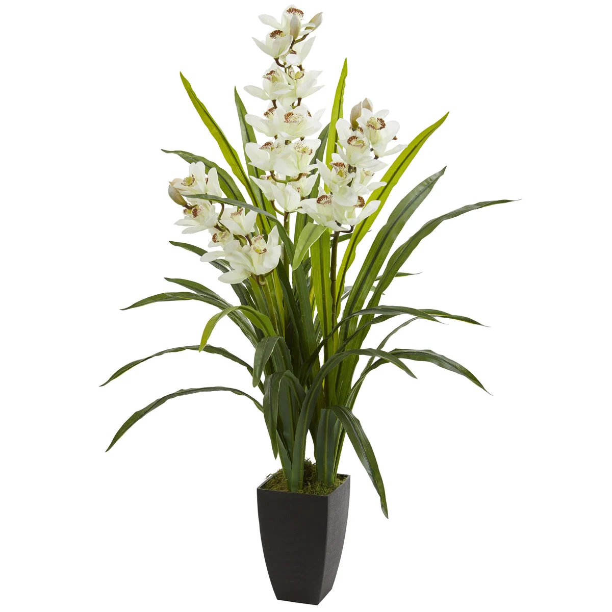 Nearly Natural 8301 45" Artificial Green & White Cymbidium Orchid Plant