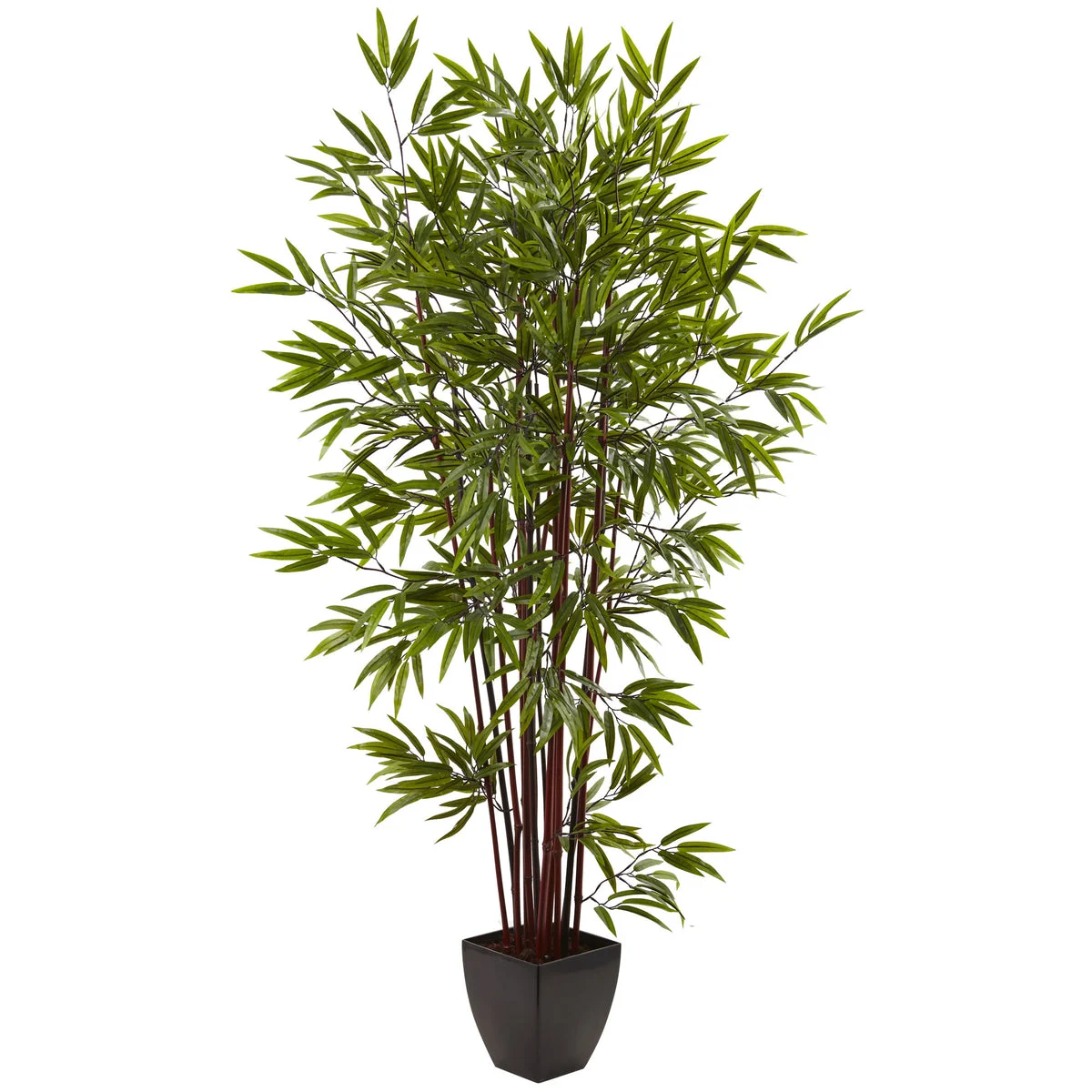 Nearly Natural 5459 6' Artificial Green Bamboo Silk Tree with Planter
