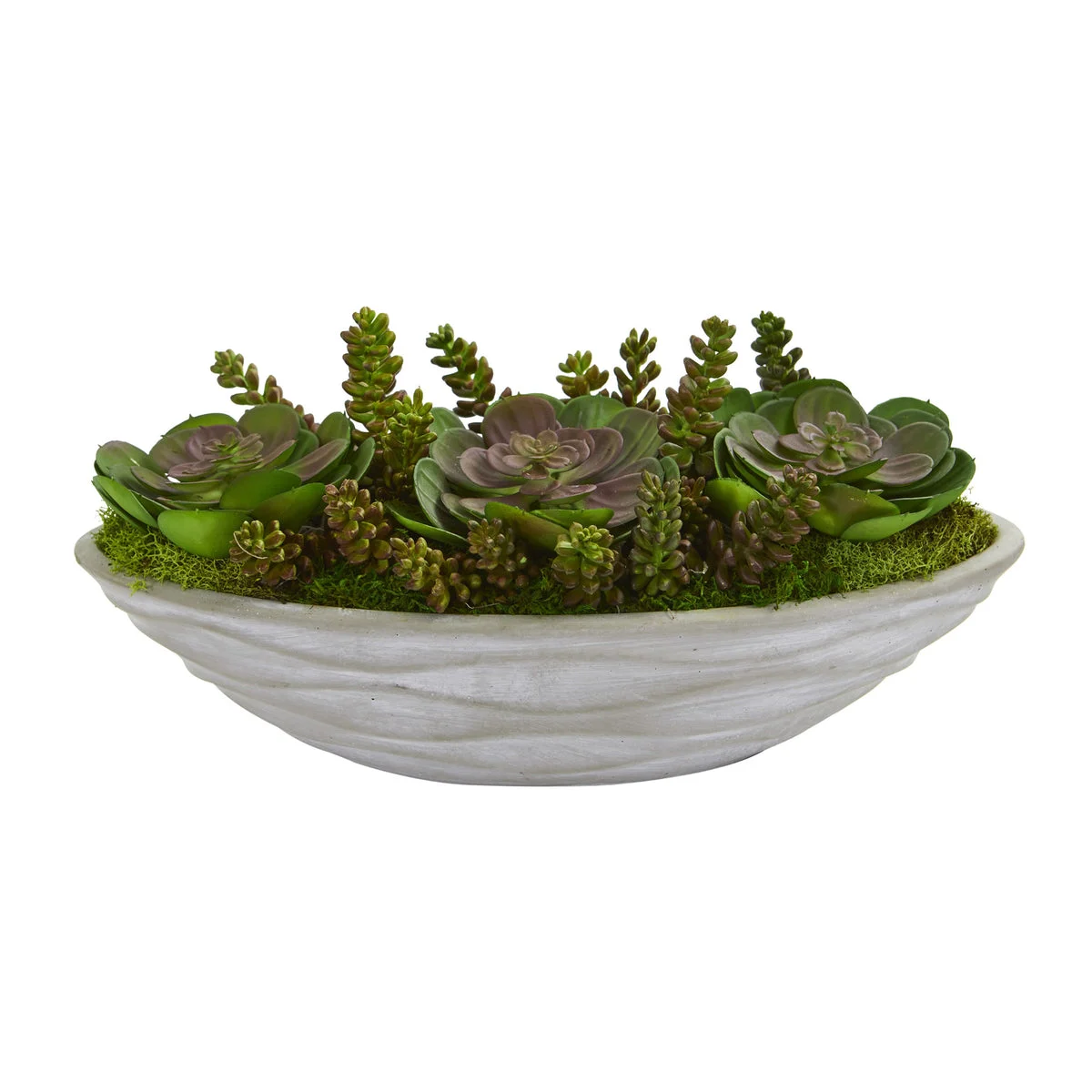 Nearly Natural 8249 8" Artificial Green Succulent Garden Plant in Ceramic Planter
