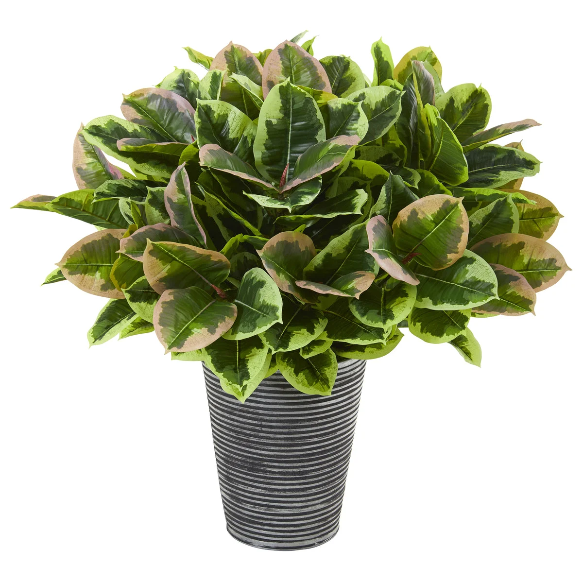 Nearly Natural P1069 27" Artificial Green Real Touch Rubber Leaf Plant in Tin Planter