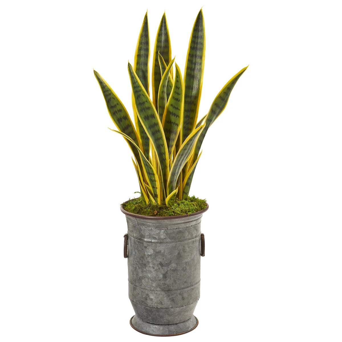 Nearly Natural 9772 33" Artificial Green Sansevieria Plant in Vintage Metal Planter