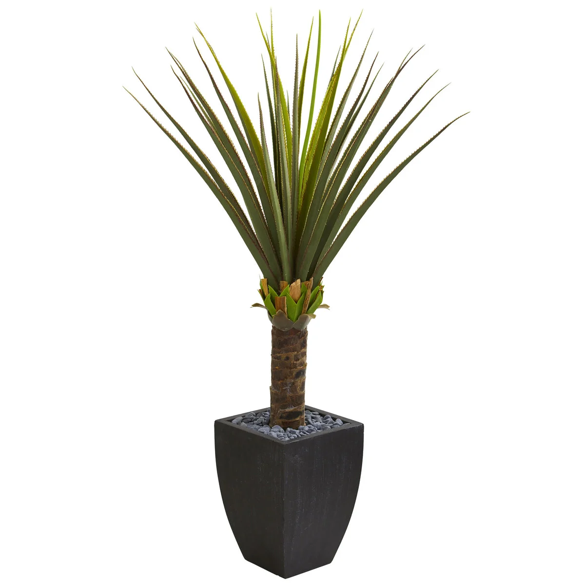 Nearly Natural 8128 5' Artificial Green Agave Plant in Black Planter