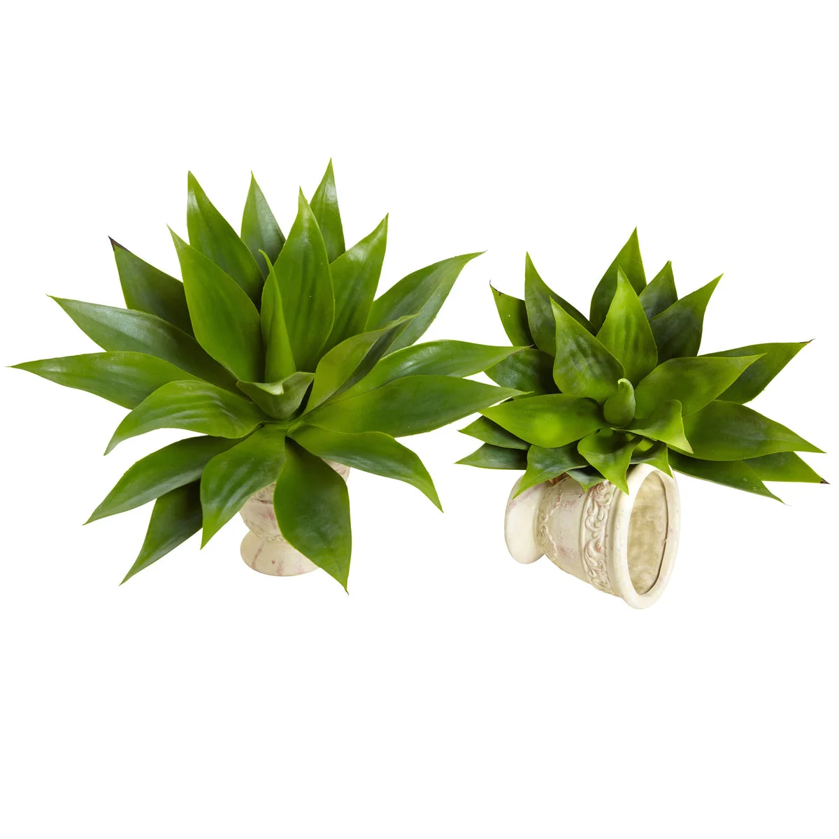Nearly Natural 6109-S2 17" Artificial Green Agave Succulent Plant, Set of 2