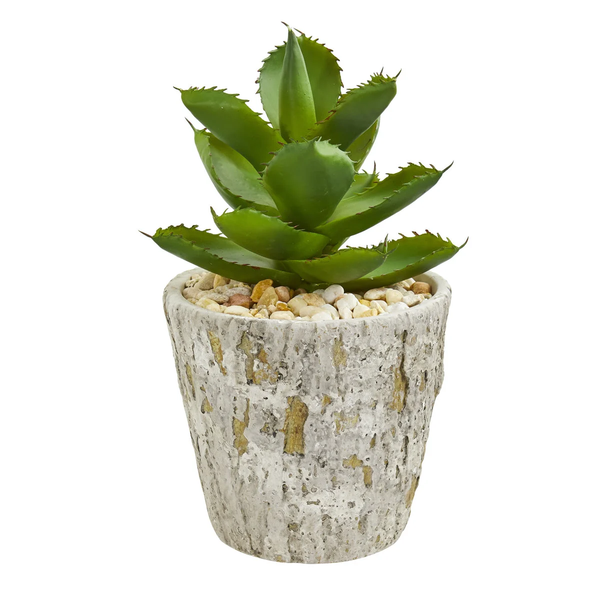 Nearly Natural 8702 11" Artificial Green Succulent Plant in Weathered Oak Planter