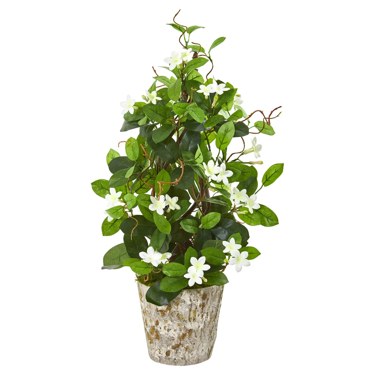 Nearly Natural 9595 25" Artificial Green Stephanotis Climbing Plant in Weathered Planter