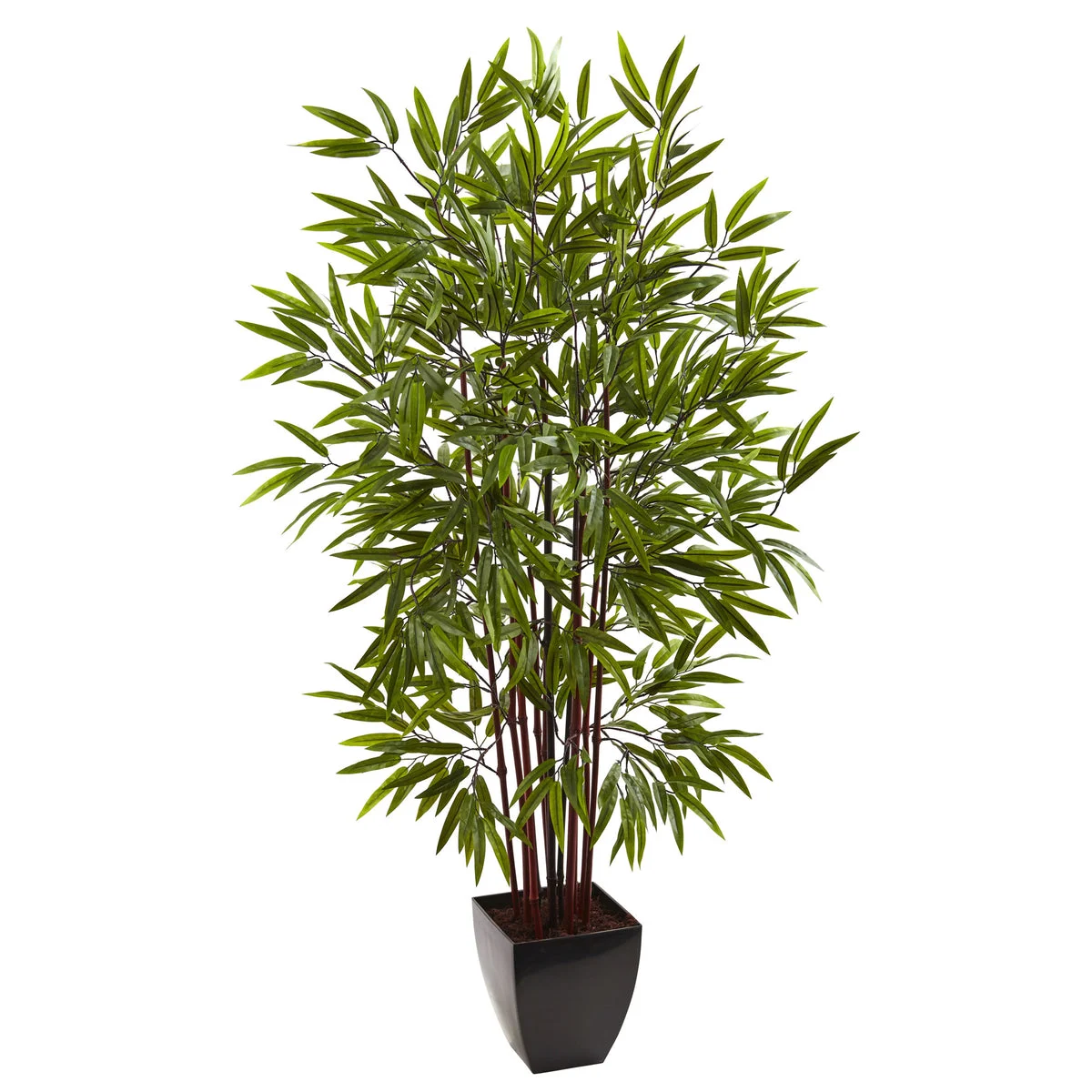 Nearly Natural 5458 5' Artificial Green Bamboo Silk Tree with Planter