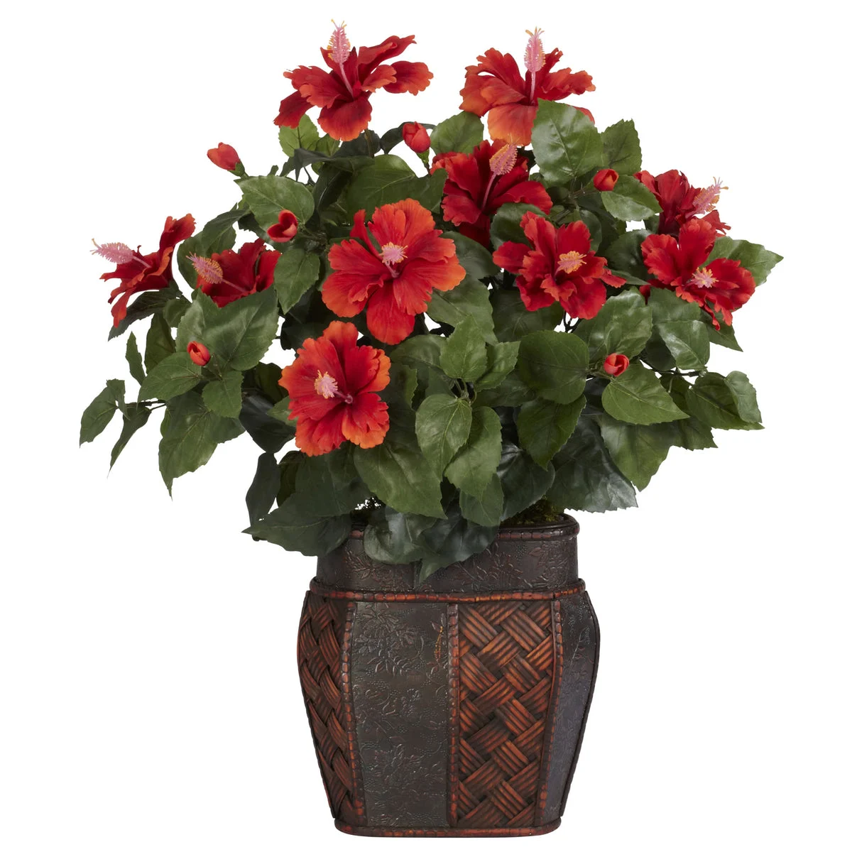 Nearly Natural Hibiscus w/Vase Silk Plant