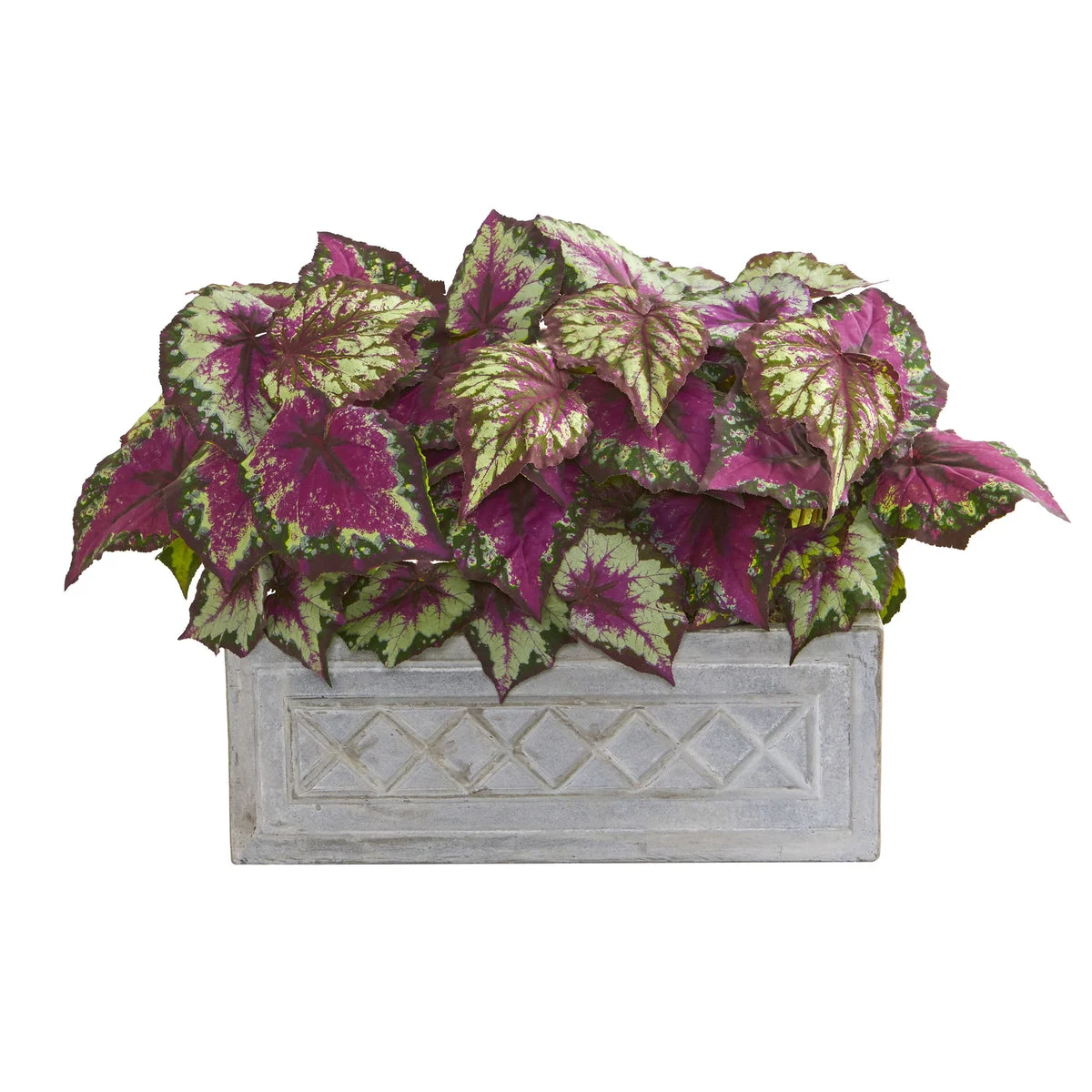 Nearly Natural 8063 17" Artificial Pink Wax Begonia Plant in Stone Planter