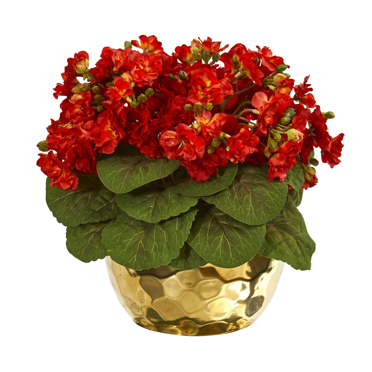 Nearly Natural 8720 11" Artificial Green & Red Violet Plant in Gold Vase