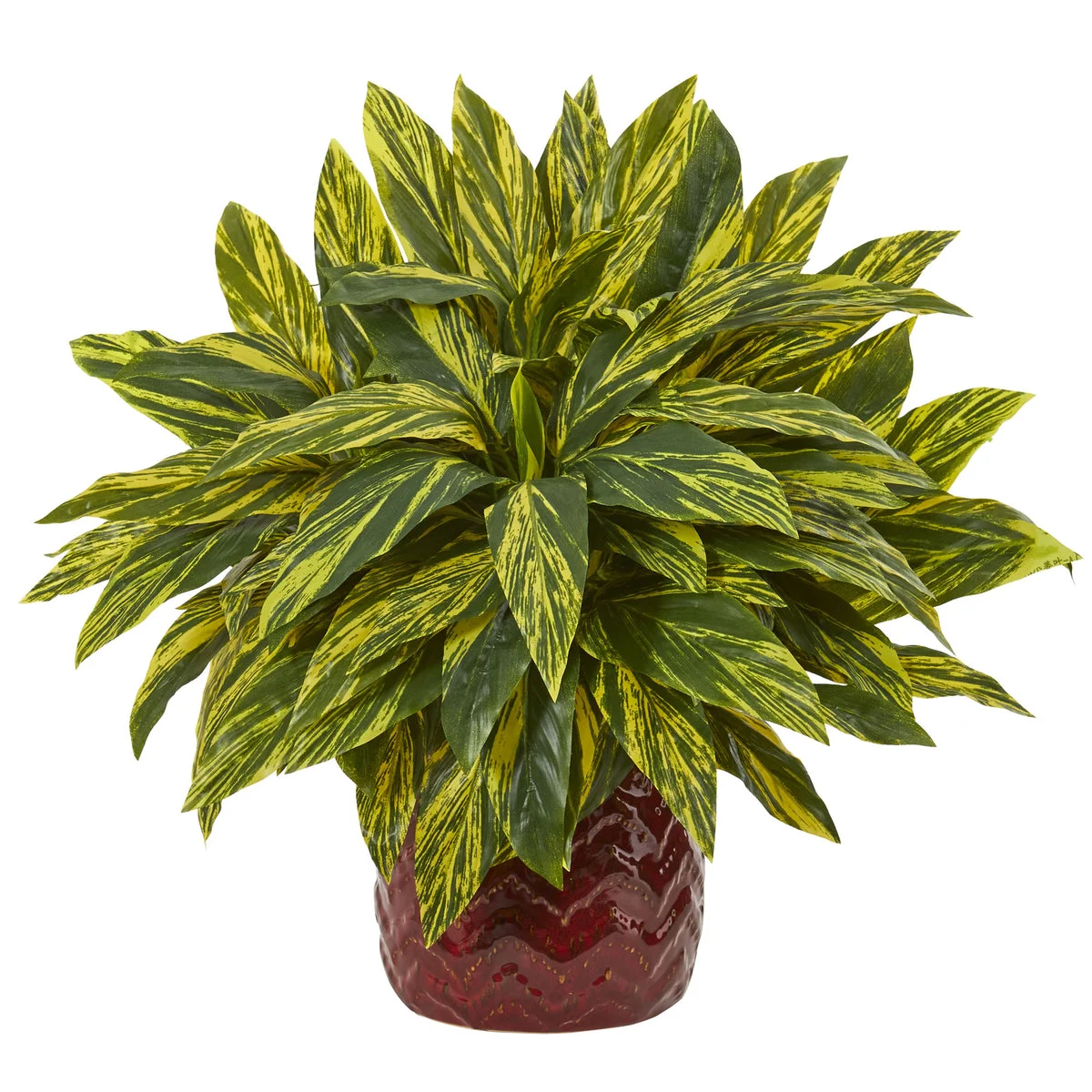 Nearly Natural 8105 19" Artificial Green Tradescantia Plant in Red Vase