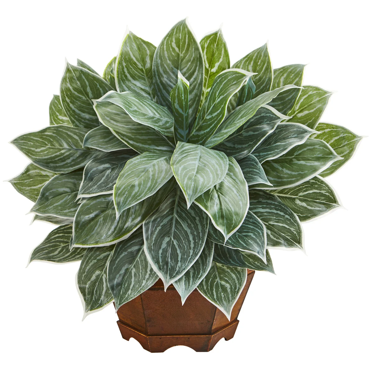 Nearly Natural 8981 18" Artificial Green Real Touch Silver Aglaonema Plant in Decorative Planter