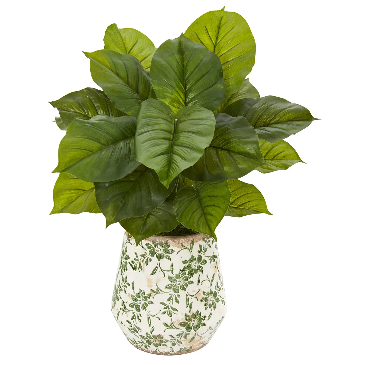 Nearly Natural P1113 30" Artificial Green Real Touch Large Philodendron Plant in Large Floral Planter