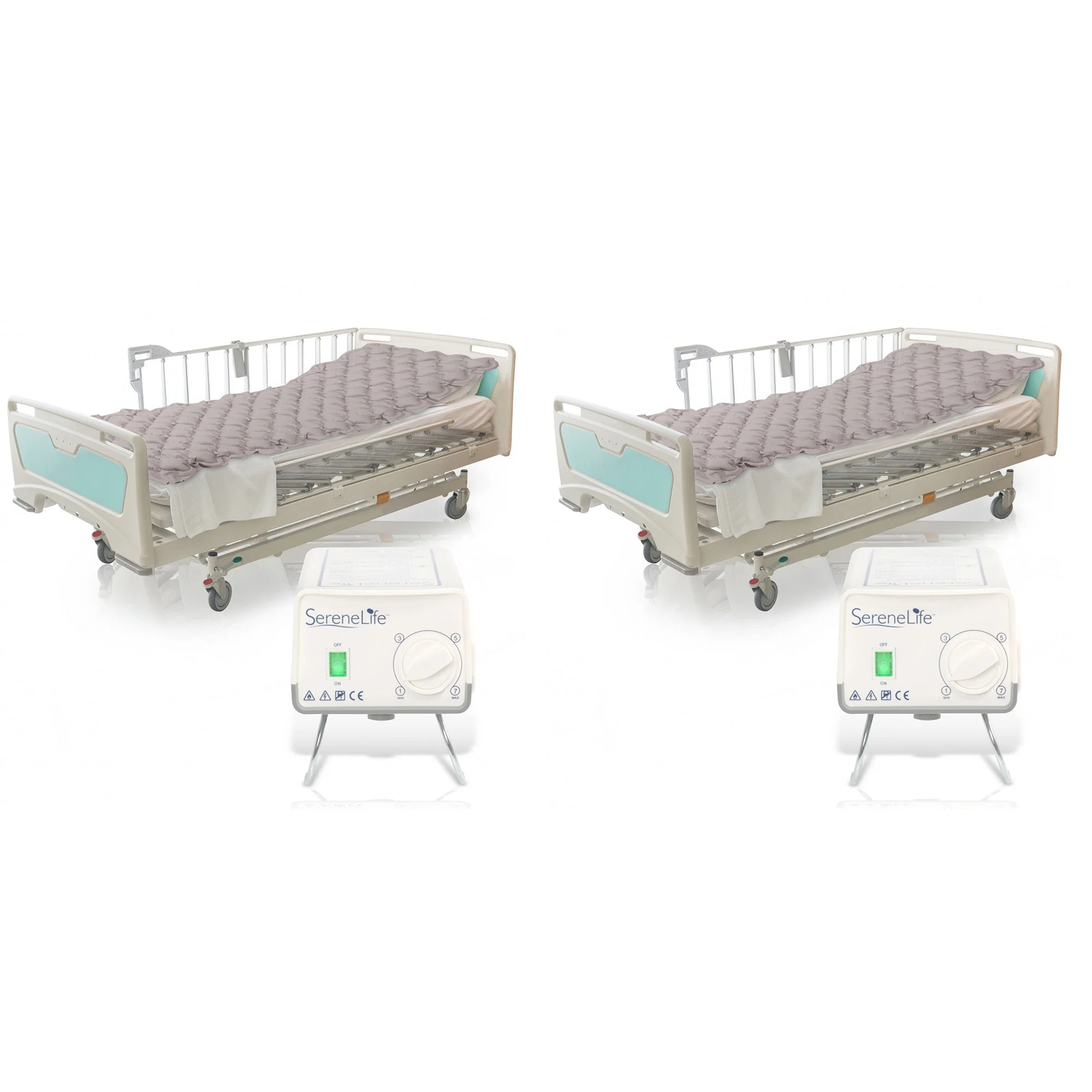 SereneLife Twin Size Inflatable Bed Bubble Pad Air Mattress w/ AC Pump (2 Pack)
