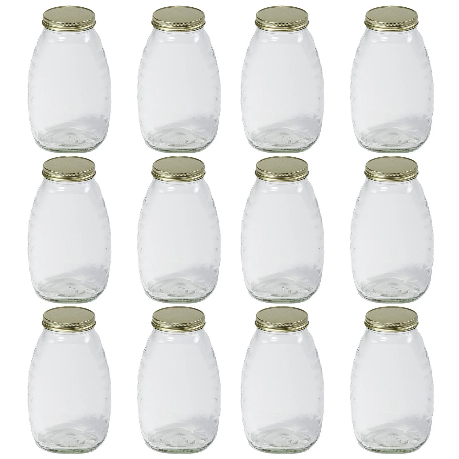 Little Giant 32 Ounce Beekeeping Honey Glass Skep Jar w/ Airtight Lid (12 Pack)