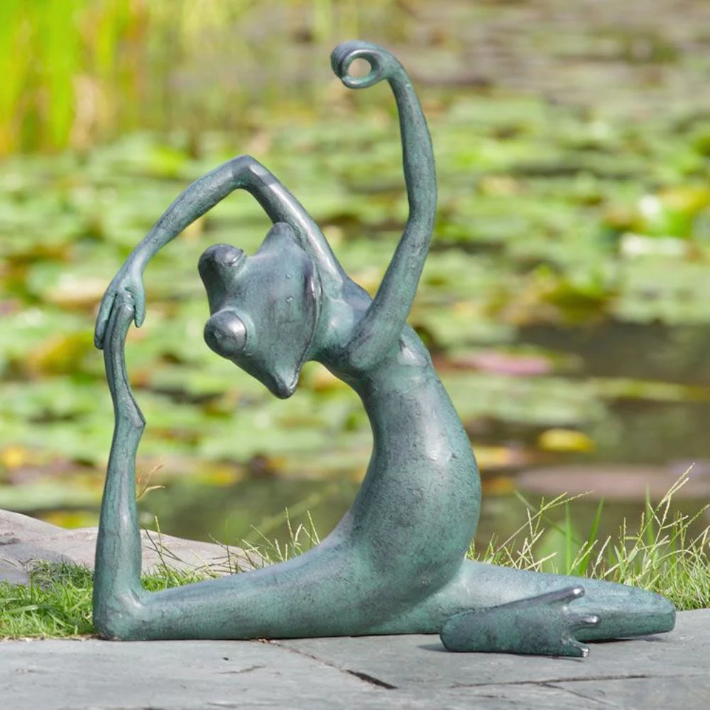 SPI Home Limber Yoga Frog Garden Sculpture – Whimsical Metal Art for Outdoor Zen Spaces and Playful Decor