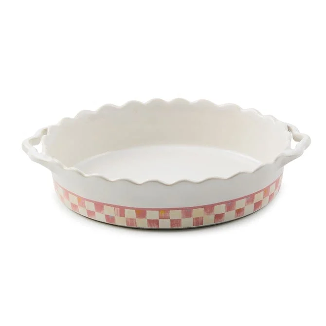 Mackenzie-Childs Rosy Check Everyday Medium Oval Baker