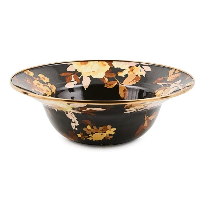 Mackenzie-Childs Wild Rose Brown Serving Bowl