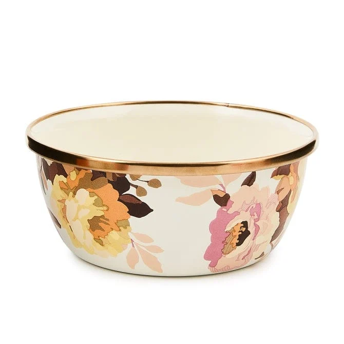 Mackenzie-Childs Wild Rose White Pinch Bowl