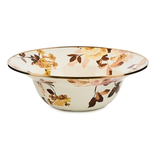 Mackenzie-Childs Wild Rose White Serving Bowl