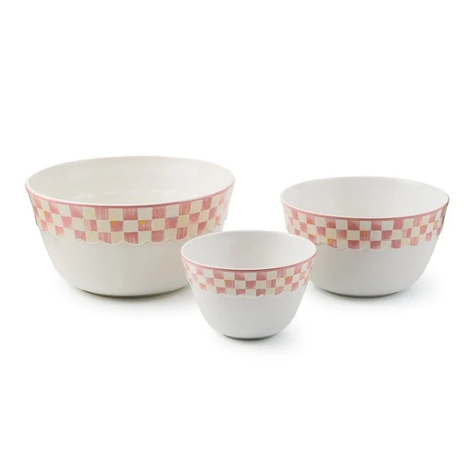MacKenzie-Childs Mackenzie - Childs Rosy Check Everyday Mixing Bowls, Set of 3