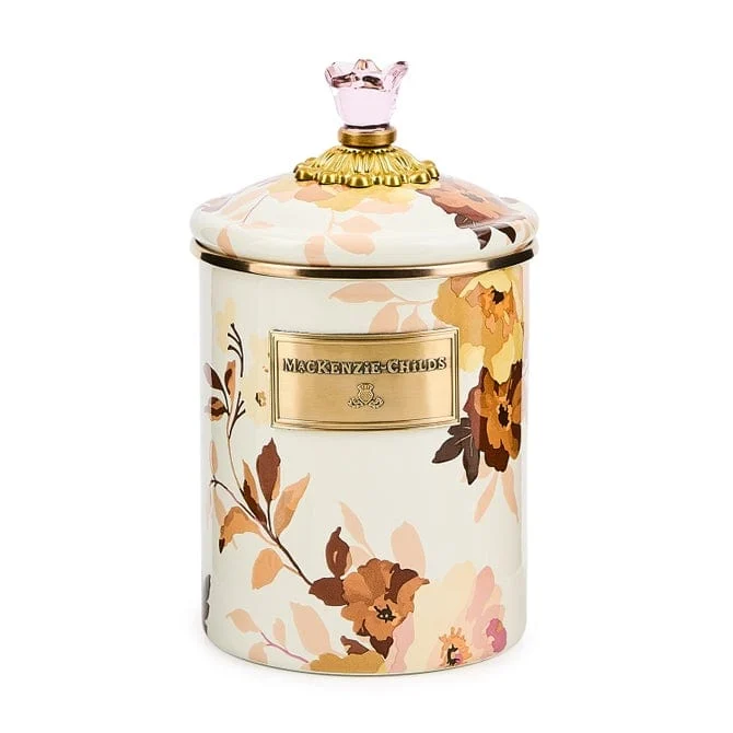 Mackenzie-Childs Wild Rose White Medium Canister