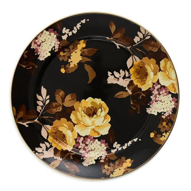 Mackenzie-Childs Wild Rose Brown Charger Plate