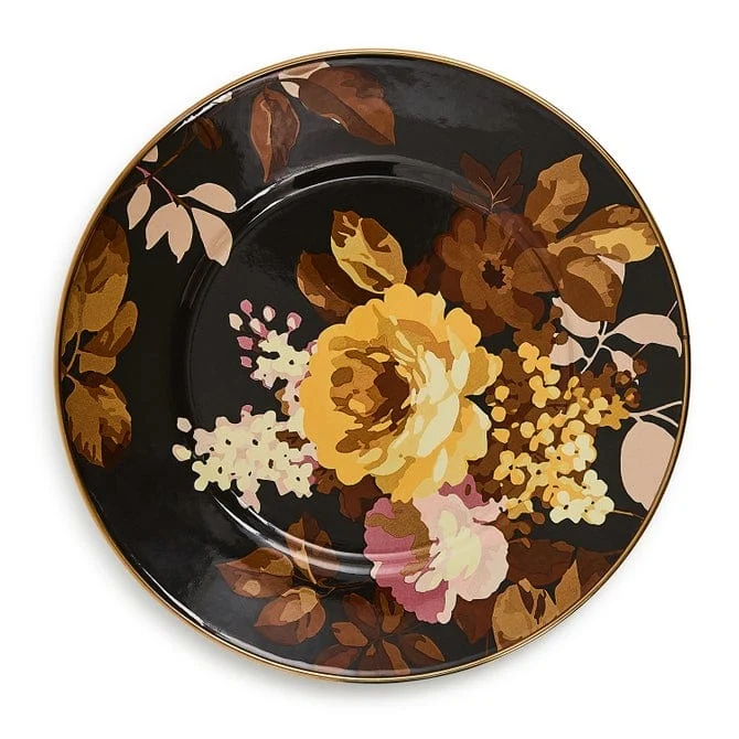 Mackenzie-Childs Wild Rose Brown Salad Plate
