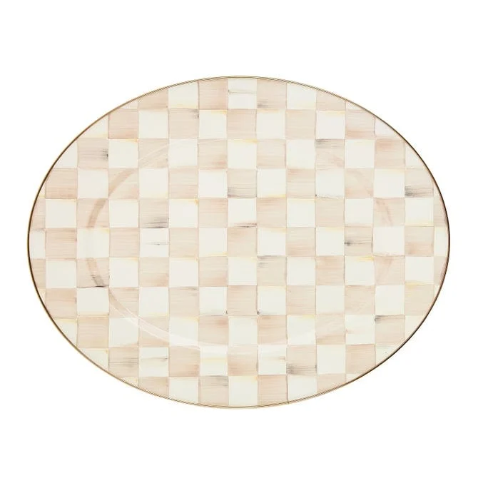 Mackenzie-Childs Mocha Check Large Oval Platter
