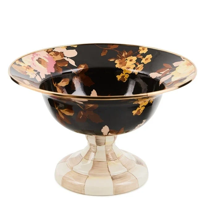 Mackenzie-Childs Wild Rose Brown Large Compote