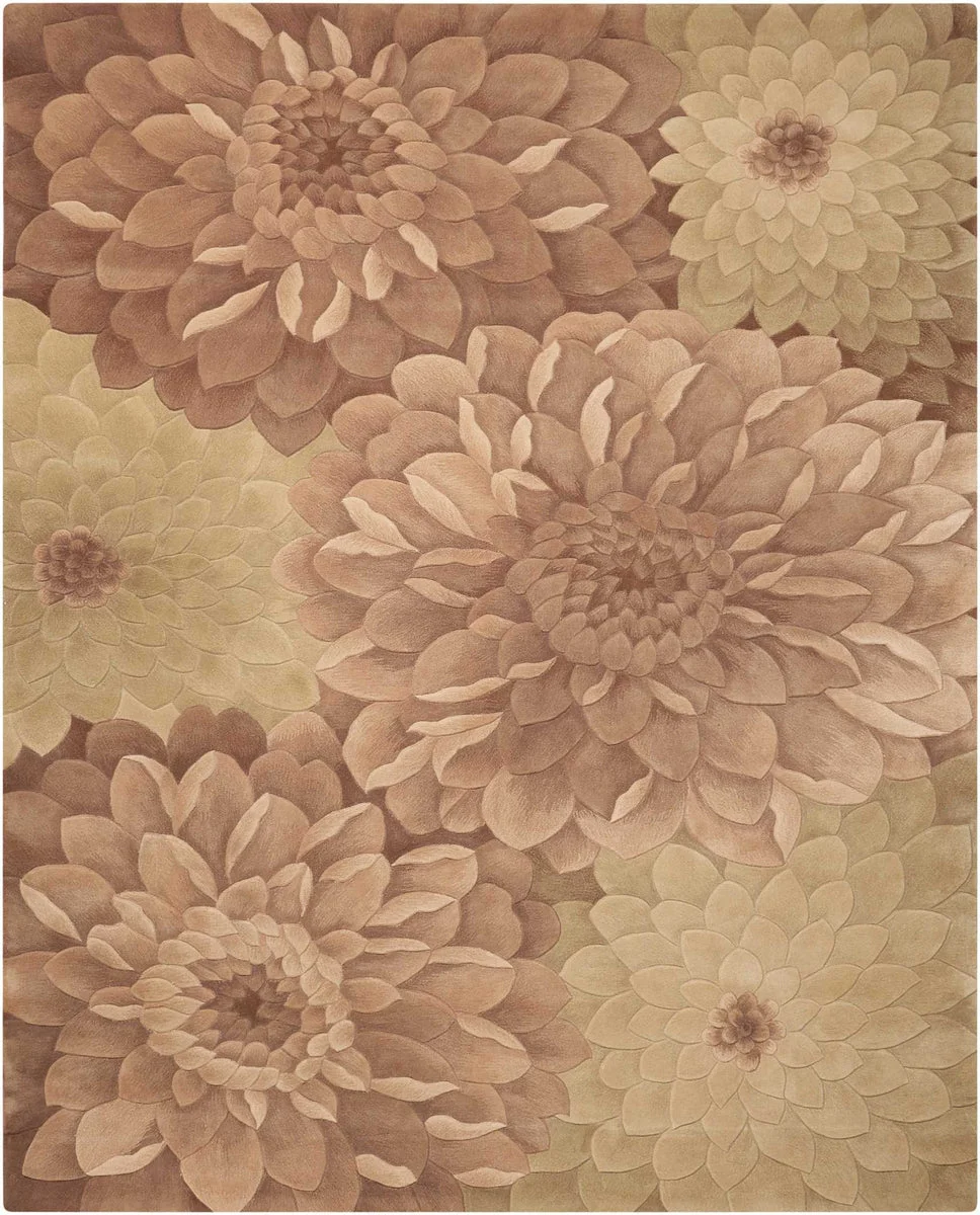 Nourison Tropics Contemporary Taupe/Green Area Rug