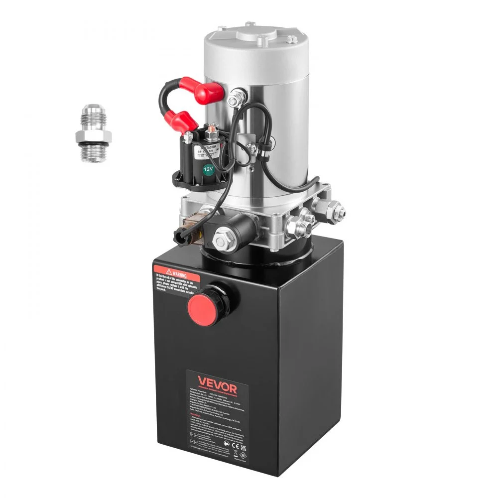 Summer Sale
VEVOR 6 Quart Hydraulic Power Unit, Single Acting Dump Trailer Pump, 3200 PSI Max Relief Pressure & 0.91 GPM Flow Rate, DC 12V Hydraulic Pump with Metal Reservoir for Dump Trailer Car Lifting, Black