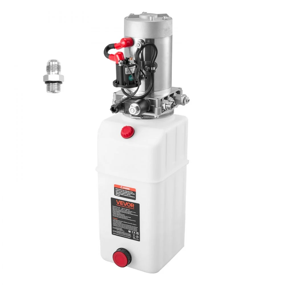 Summer Sale
VEVOR 6 Quart Hydraulic Power Unit, Single Acting Dump Trailer Pump, 3200 PSI Max Relief Pressure & 0.91 GPM Flow Rate, DC 12V Hydraulic Pump with Metal Reservoir for Dump Trailer Car Lifting, White