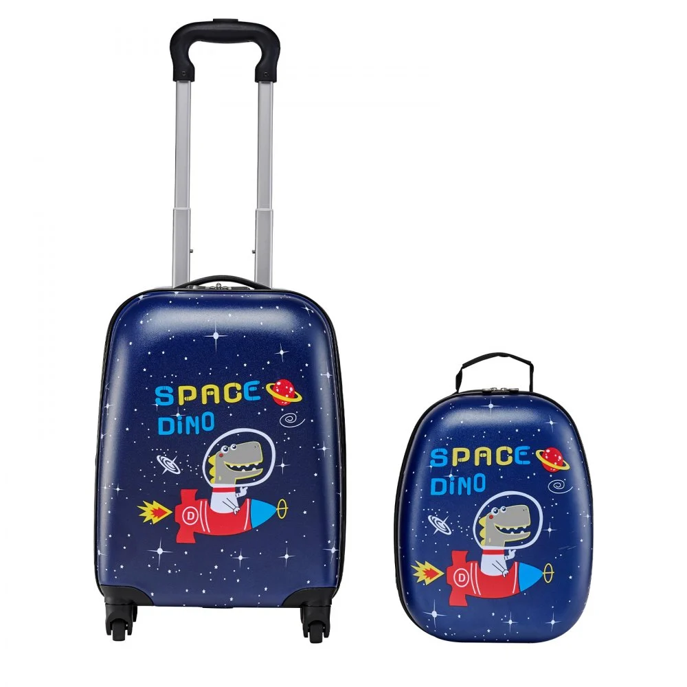 VEVOR Kids Luggage Set, 2 Piece, 18 Inch Hardside Rolling Wheels Suitcase with Hard-Shell Backpack, Dinosaur Kids Carry on Luggage Set, Holiday Birthday Gift for Girls & Boys, Airline Approved