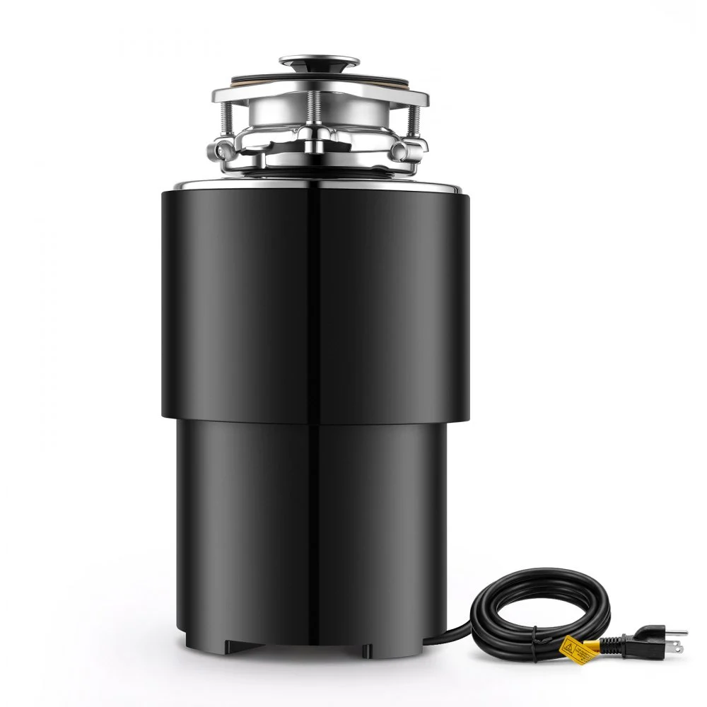 VEVOR Food Waste Garbage Disposal, 3/4HP 1500RPM AC Motor, Continuous Feed Kitchen Sink Garbage Disposer, 3-Bolt Mount Food Waste Grinding System with Splash Guard & Power Cord for Kitchens