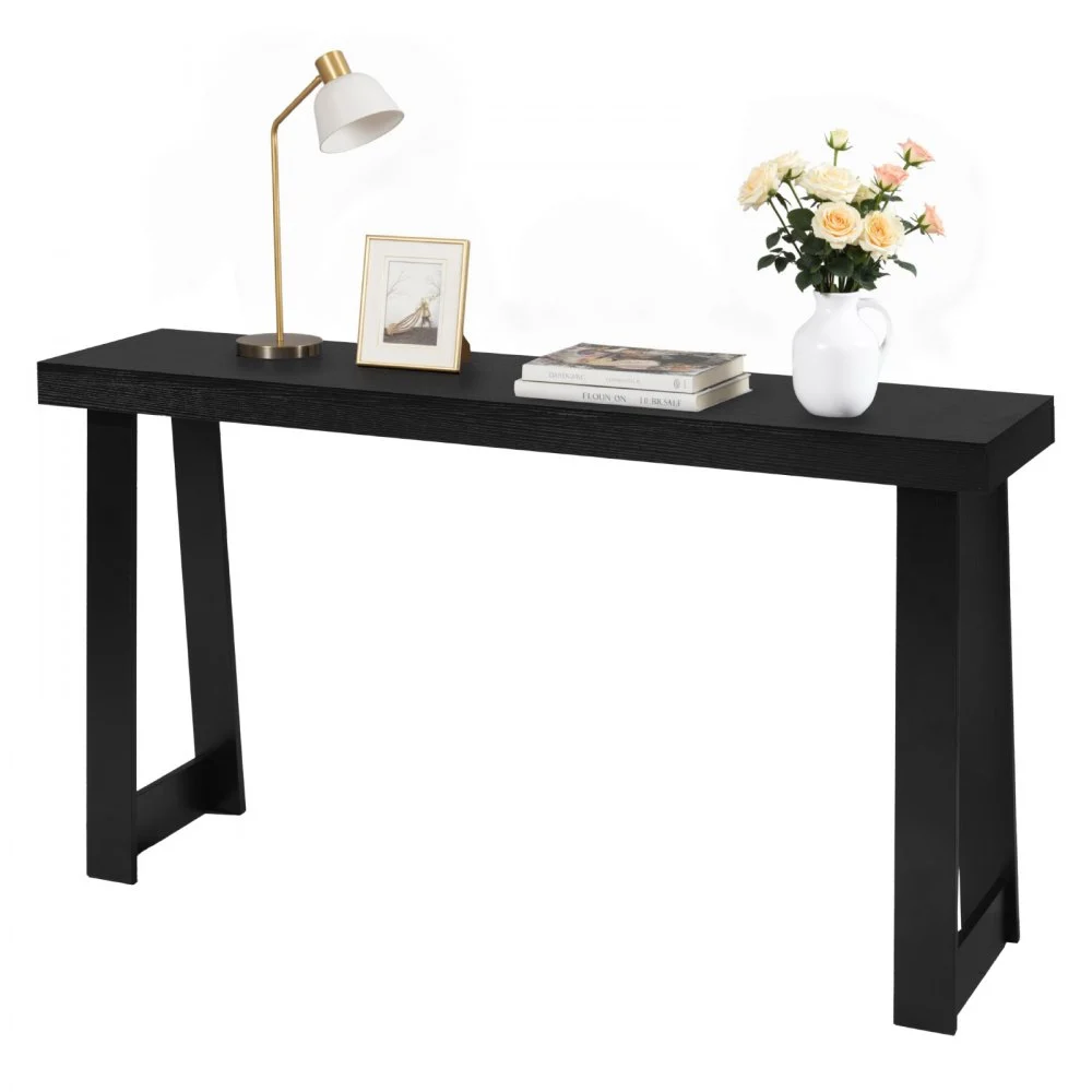 VEVOR 56 in Console Table, Modern Desk Behind the Couch, Wooden Rectangle Entrance Desk, Narrow Long Sofa Table Accent Stand, Ideal for Hallway, Bedroom, Living Room, Foyer, Easy Assembly, Black