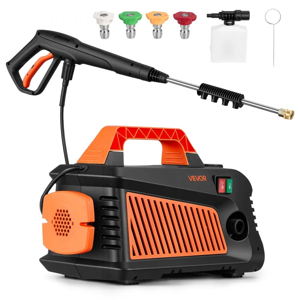 VEVOR Electric Pressure Washer, 2000 Max PSI 1.59 Max GPM, Portable Power Washer with 4 Nozzles, Metal Extension Wand, Built-in Carry Handle, Compact & Flexible for Cars,Driveways,Patios,Fences,Home