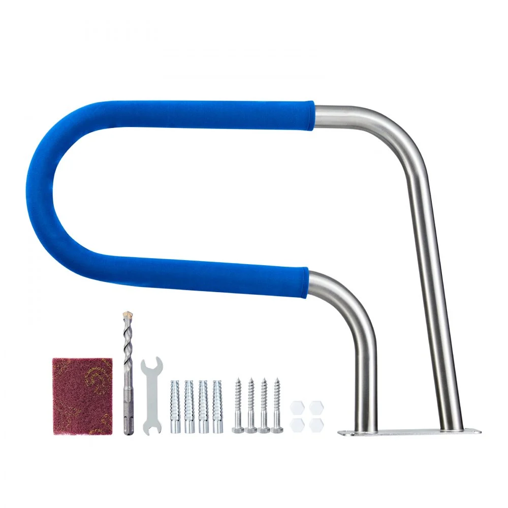 VEVOR Pool Rail, 31 x 22 inch Pool Handrail, 220 lbs Load Capacity Heavy Duty 304 Stainless Steel Swimming Handrail, Detachable Nonslip Sleeve, Rich Accessories, for Poolside, Water Parks, Spa Centers
